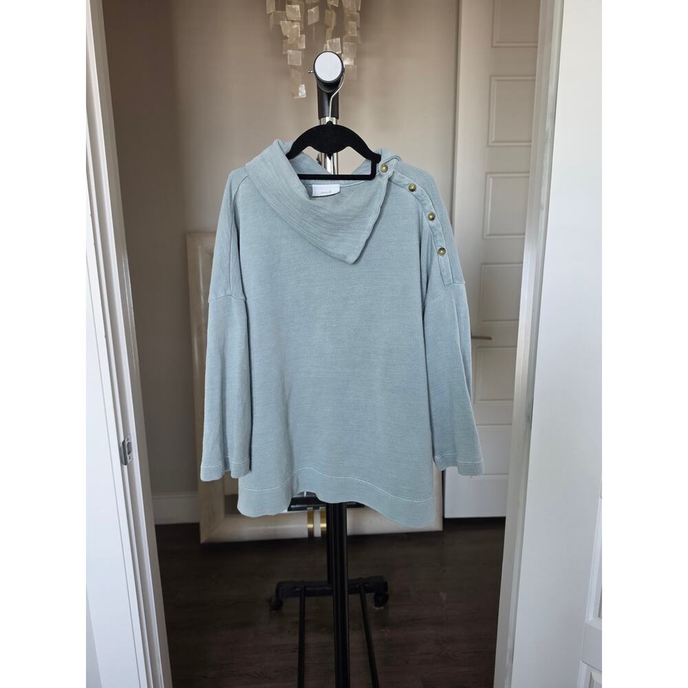 Pure Jill Split Neck Terry Lined Boxy Knit Top Light Blue Size M - Picture 2 of 5
